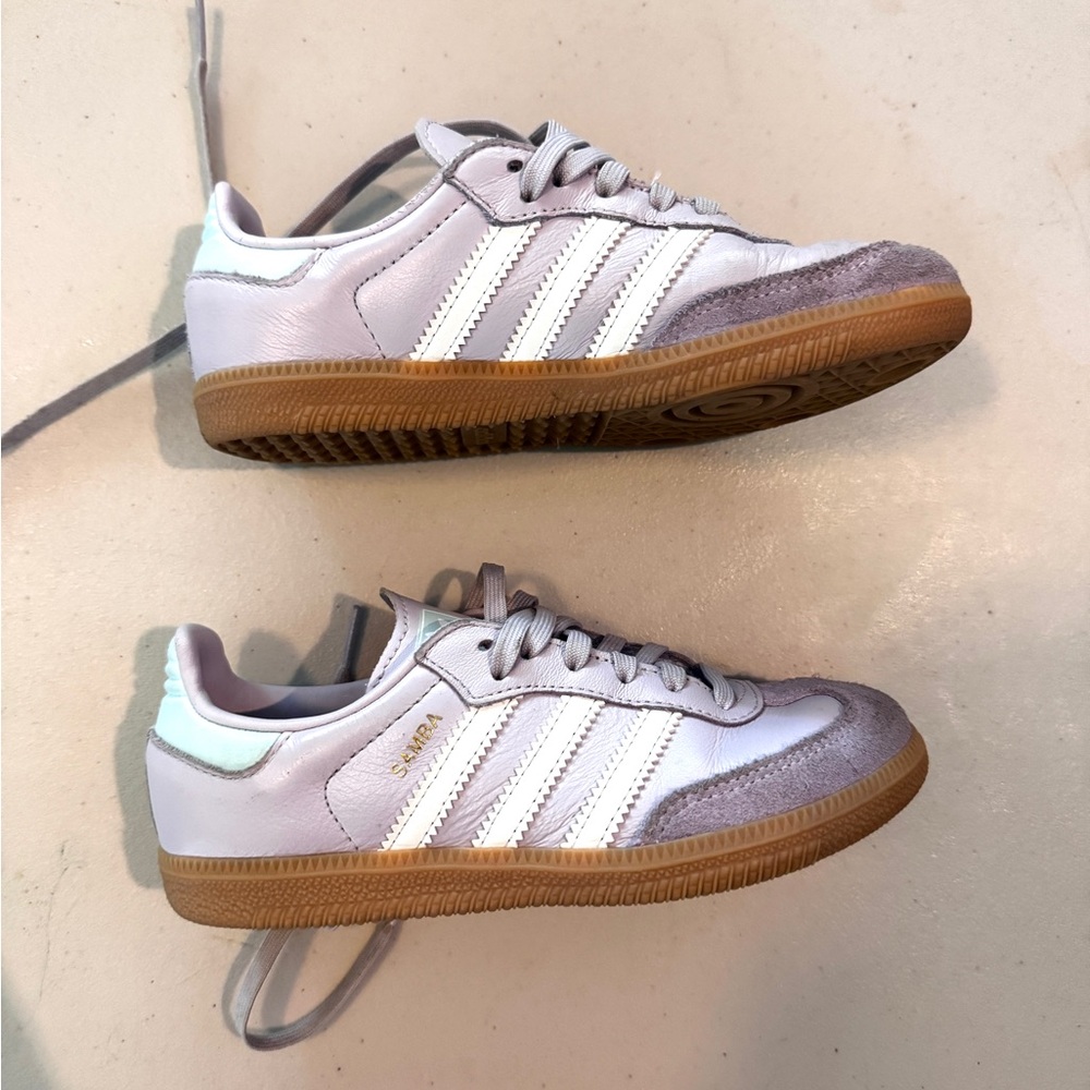 Adidas Sambas Lavender Teal & White Sneakers with Gum Sole